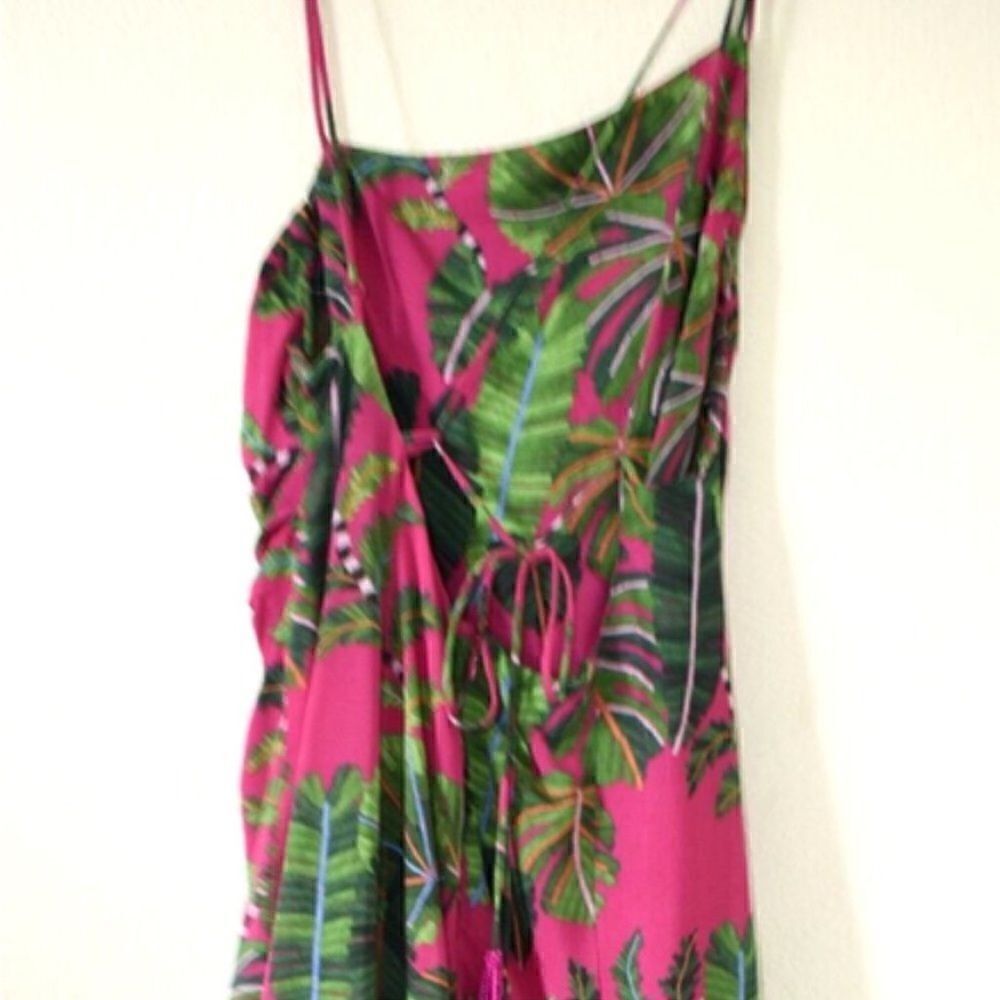 Farm Rio Women’s Pink Leaves Midi Dress NWT $280 - Picture 7 of 13